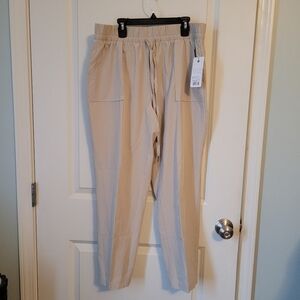 Apana Stretch Woven Tapered Ankle Pants - Cream, Size L